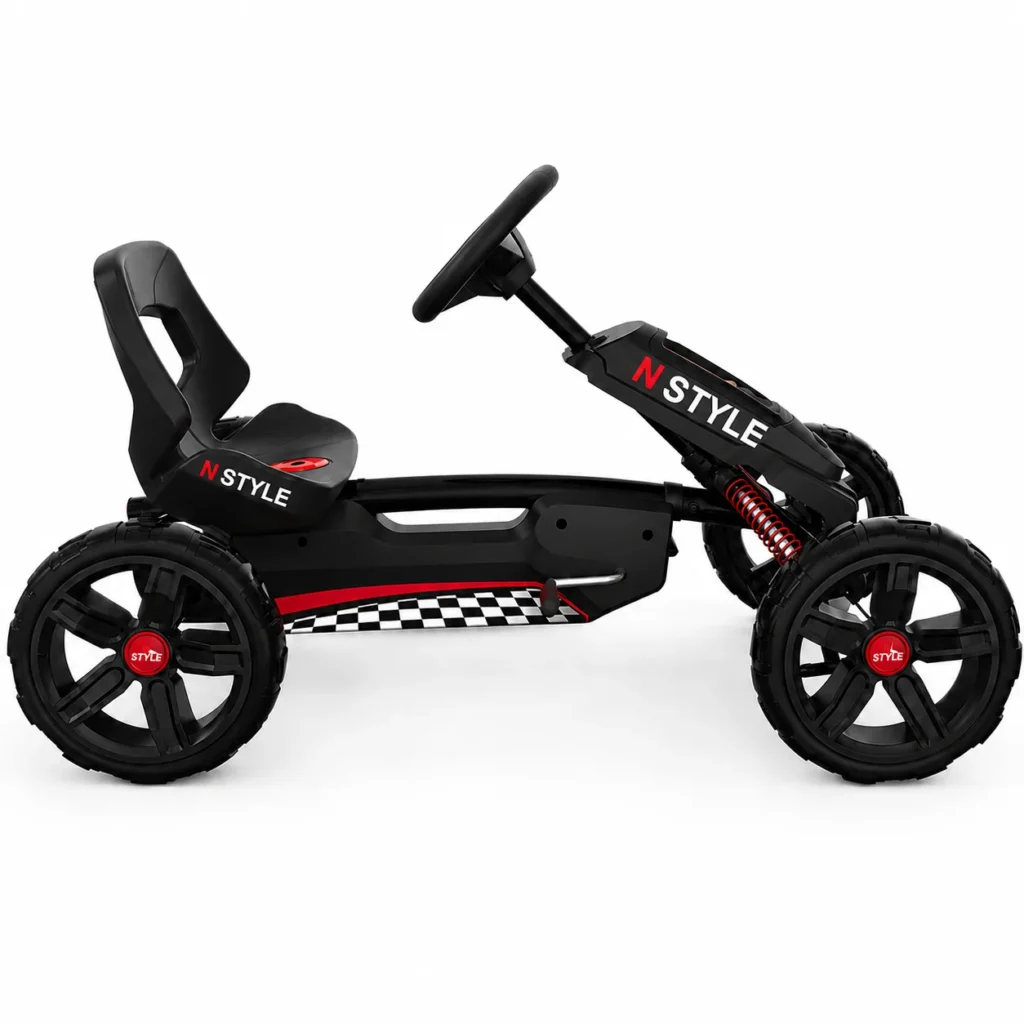 Black and red go-kart profile shot