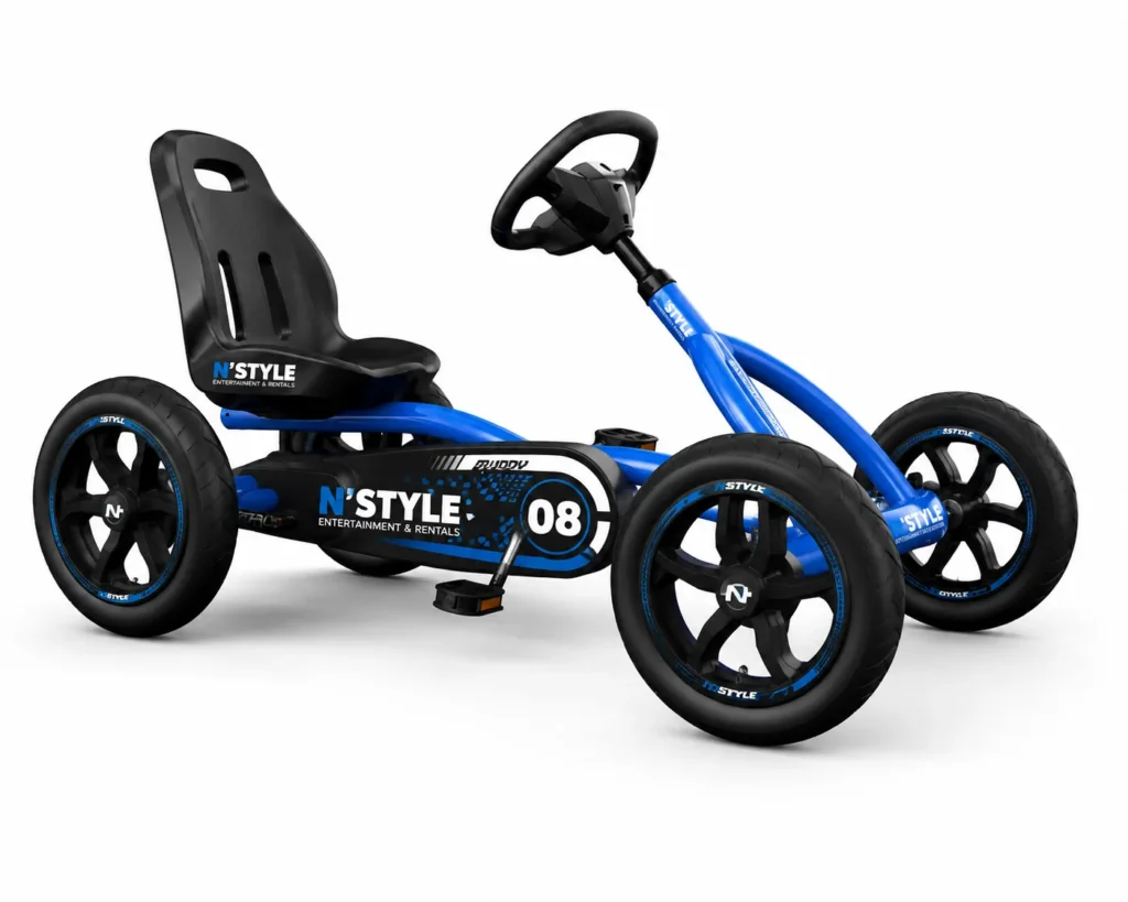 Blue and black BERG go-kart