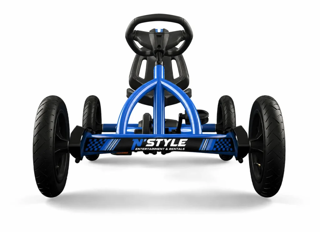 Blue pedal go-kart front view