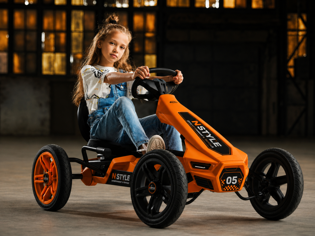Go-kart thrill in a warm warehouse