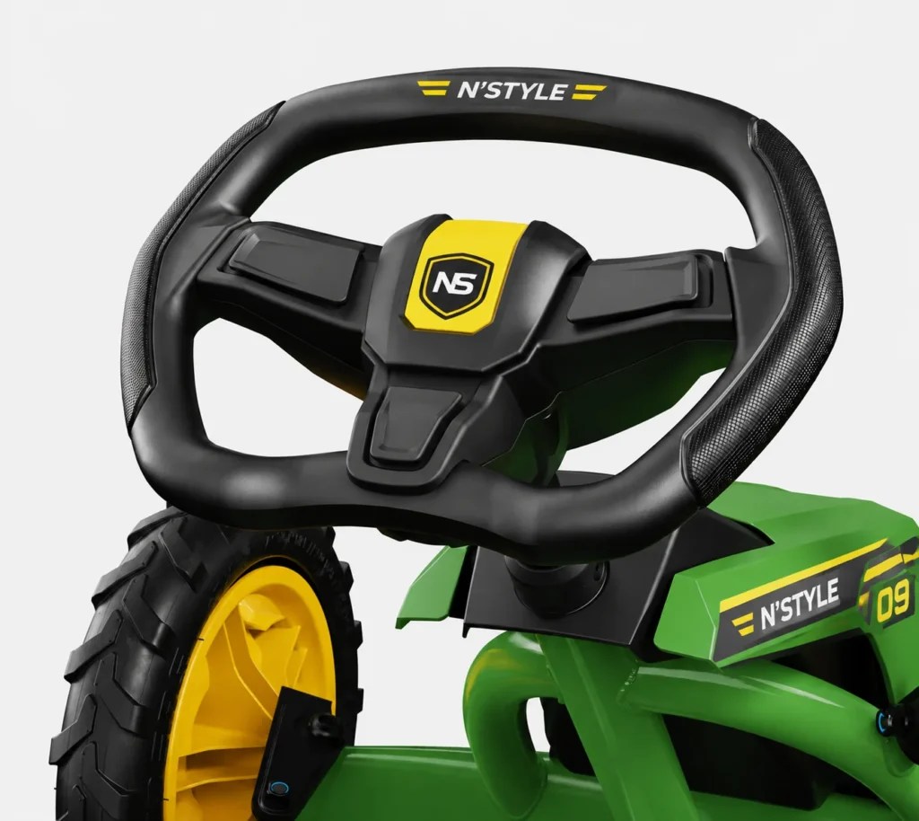 Green go-kart toy close-up shot