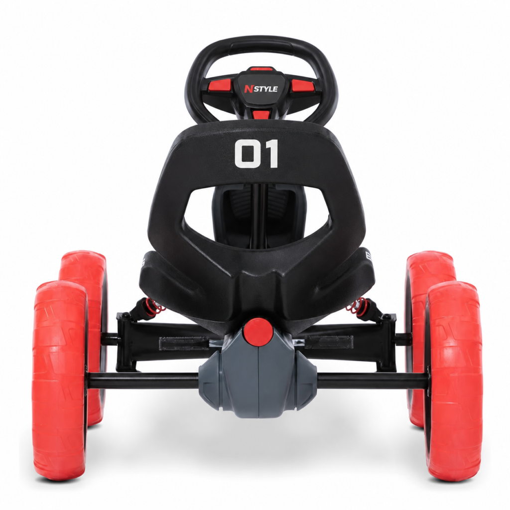 Modern kids_ go-kart with red accents
