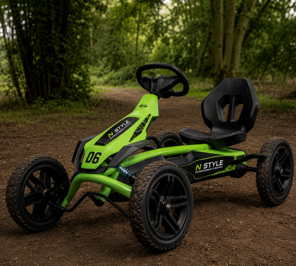 Off-road kart on woodland path