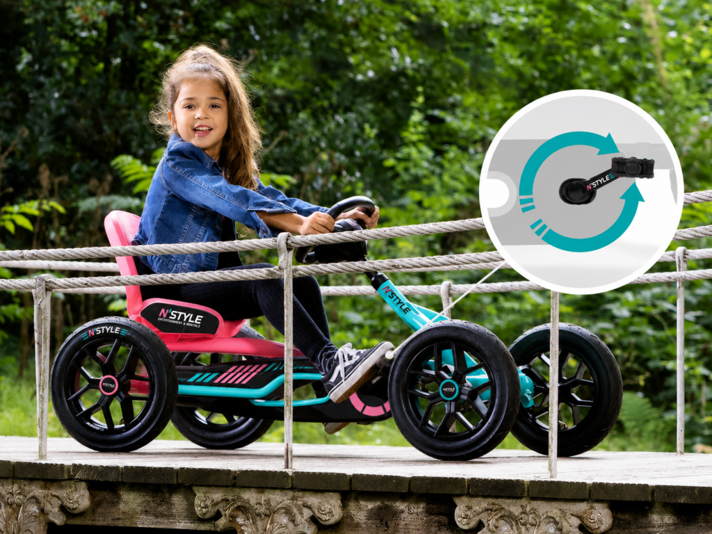 Pedal-powered fun on a wooden bridge