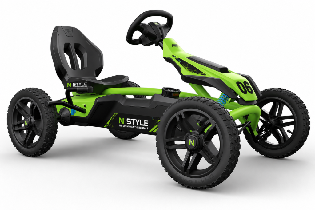 Sporty lime green pedal go-kart