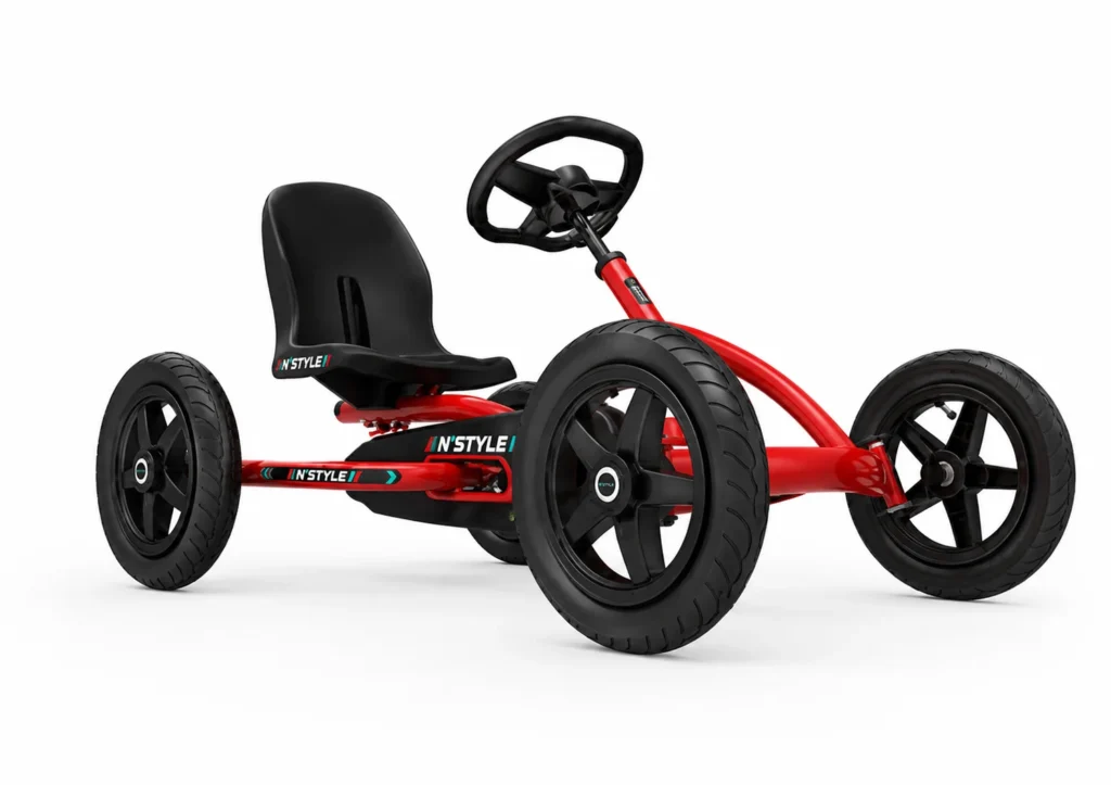 Sporty red and black pedal kart